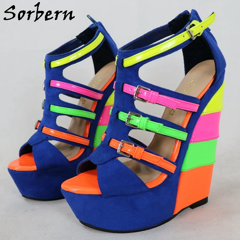 Sorbern Colorful Wedge Women Sandals High Heels Open Toe T-Straps Multi Buckle Straps Custom Colors
Sorbern Colorful Wedge Women Sandals High Heels Open Toe T-Straps Multi Buckle Straps Custom Colors