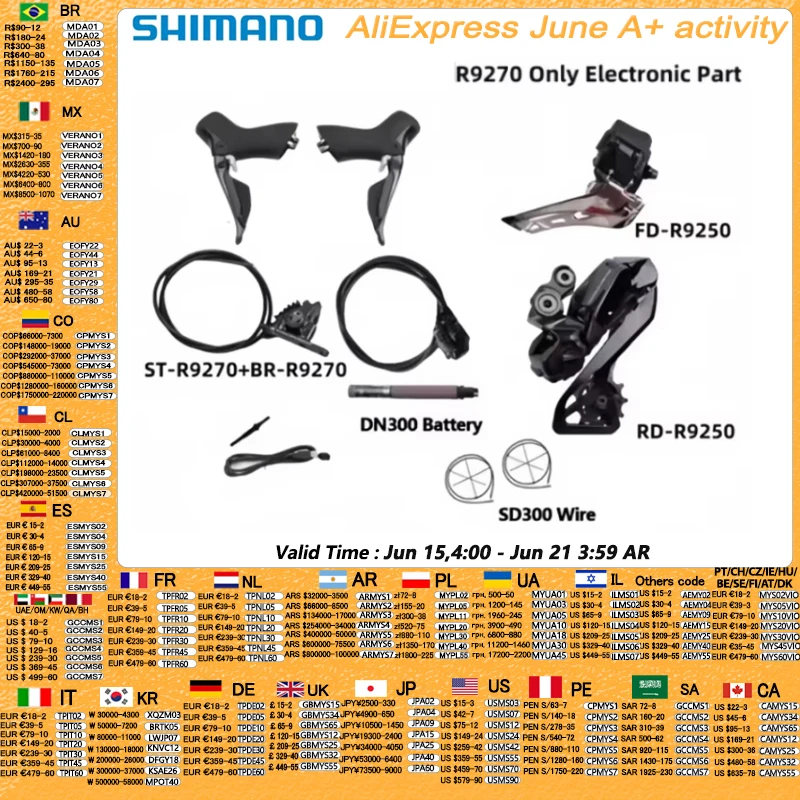 Shimano Dura ace Di2 R9270 Groupset Only Electronic Part 2x12S R9250 Front/Rear Derailleur ST BR-R9270 Road Bicycle Di2 Set
Shimano Dura ace Di2 R9270 Groupset Only Electronic Part 2x12S R9250 Front/Rear Derailleur ST BR-R9270 Road Bicycle Di2 Set