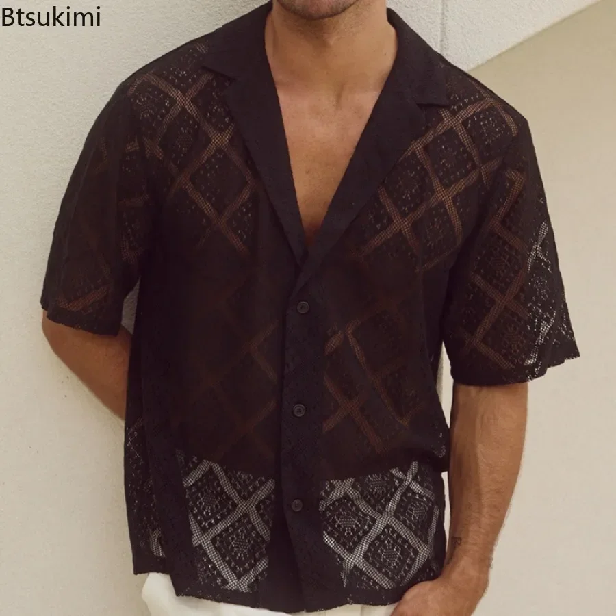 Повседневные дышащие мужские рубашки с вырезами, весна 2025 г., футболка с лацканами и пуговицами, мужская новая летняя свободная уличная одежда с короткими рукавами, топ
Повседневные дышащие мужские рубашки с вырезами, весна 2025 г., футболка с лацканами и пуговицами, мужская новая летняя свободная уличная одежда с короткими рукавами, топ