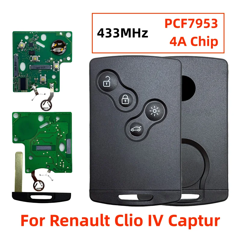 4 кнопки Smart Passive Keyless Go Key Card 433 МГц 4A PCF7953 Чип HITAG AES для Renault Clio IV Captur 2009-2020
4 кнопки Smart Passive Keyless Go Key Card 433 МГц 4A PCF7953 Чип HITAG AES для Renault Clio IV Captur 2009-2020