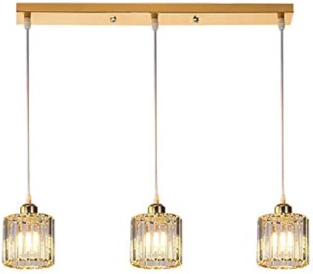 Crystal Pendant Lighting Fixture Modern Copper Chandelier Gold Ceiling Hanging Lamp - 3-Lights Suspension Lamps for Kitchen
Crystal Pendant Lighting Fixture Modern Copper Chandelier Gold Ceiling Hanging Lamp - 3-Lights Suspension Lamps for Kitchen