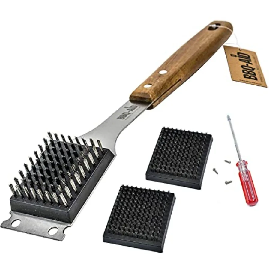 Grill Brush and Scraper with 2 Replacement Heads - Extended, Large Wooden Handle and Stainless Steel Bristles Safe, No Scratch
Grill Brush and Scraper with 2 Replacement Heads - Extended, Large Wooden Handle and Stainless Steel Bristles Safe, No Scratch