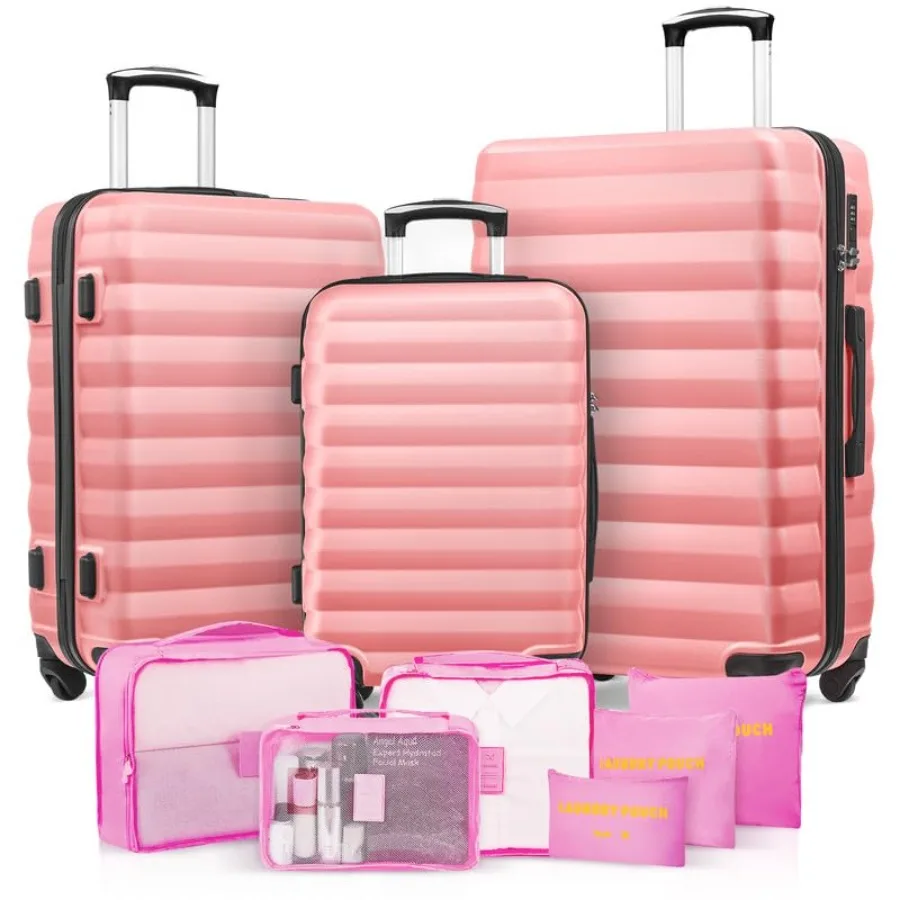 Luggage Sets for Women 3 Piece ABS Hardshell Suitcase with Spinner Wheels and 6PC Packing Bags in Black for Travel with Durable
Luggage Sets for Women 3 Piece ABS Hardshell Suitcase with Spinner Wheels and 6PC Packing Bags in Black for Travel with Durable