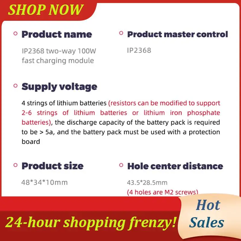 AB31-IP2368 Bidirectional 100W Fast Charging Module Buck-Boost Type-C Interface Lithium Battery Power Fast Charging Board
AB31-IP2368 Bidirectional 100W Fast Charging Module Buck-Boost Type-C Interface Lithium Battery Power Fast Charging Board