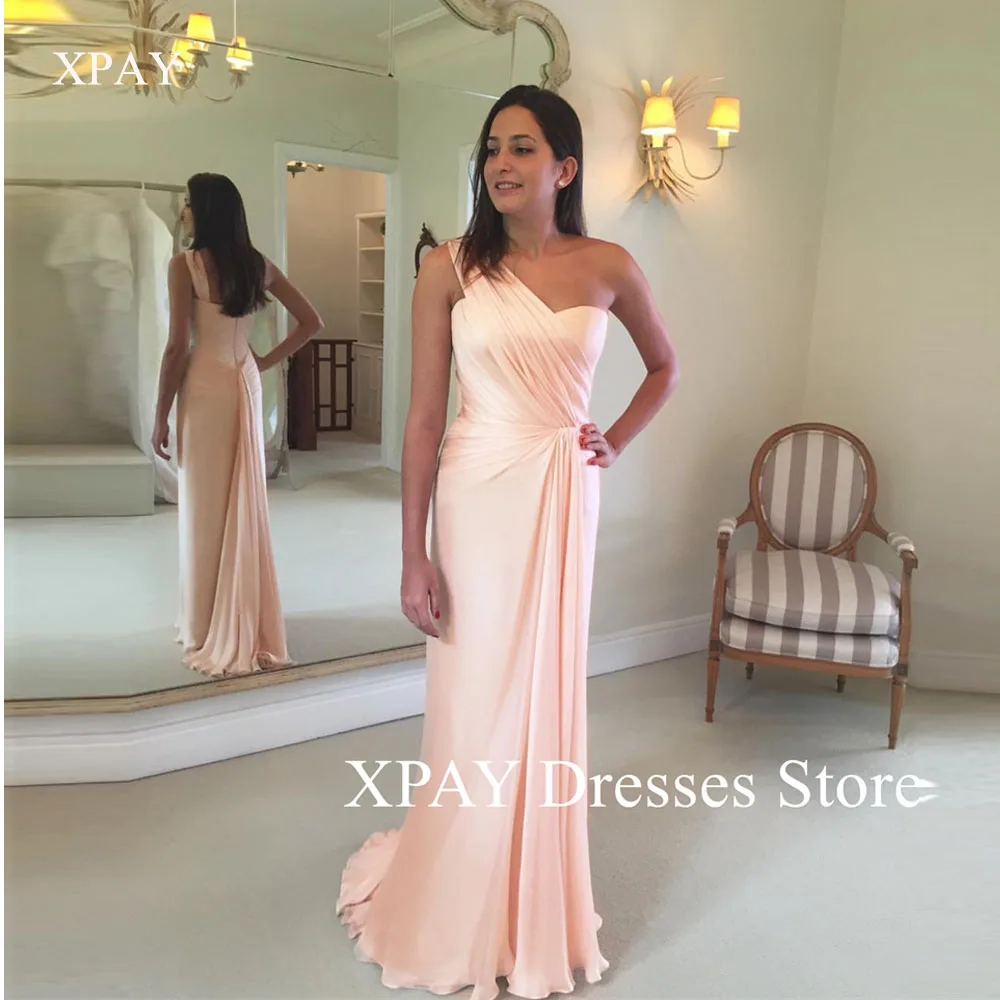 XPAY Elegant Blush Pink Evening Dresses Arabic Women One Shoulder Silk Long Formal Party Dress Wedding Prom Gowns Customized
XPAY Elegant Blush Pink Evening Dresses Arabic Women One Shoulder Silk Long Formal Party Dress Wedding Prom Gowns Customized