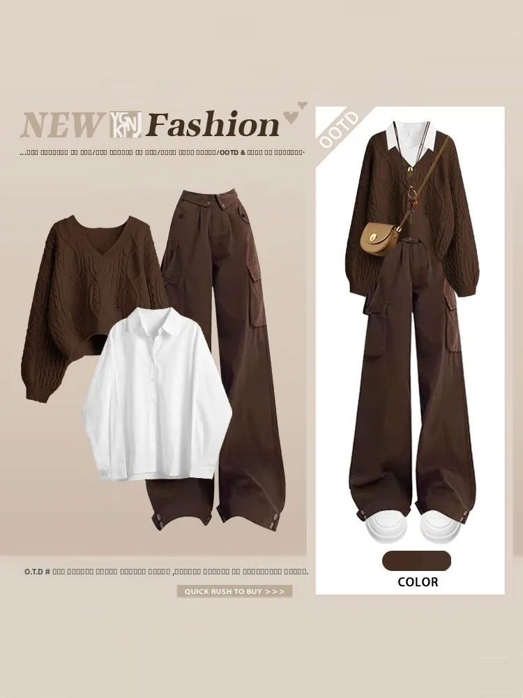 Ретро-комплект: зимний вязаный свитер и брюки с высокой талией, однотонный, для женщин, повседневный, для работы
Ретро-комплект: зимний вязаный свитер и брюки с высокой талией, однотонный, для женщин, повседневный, для работы