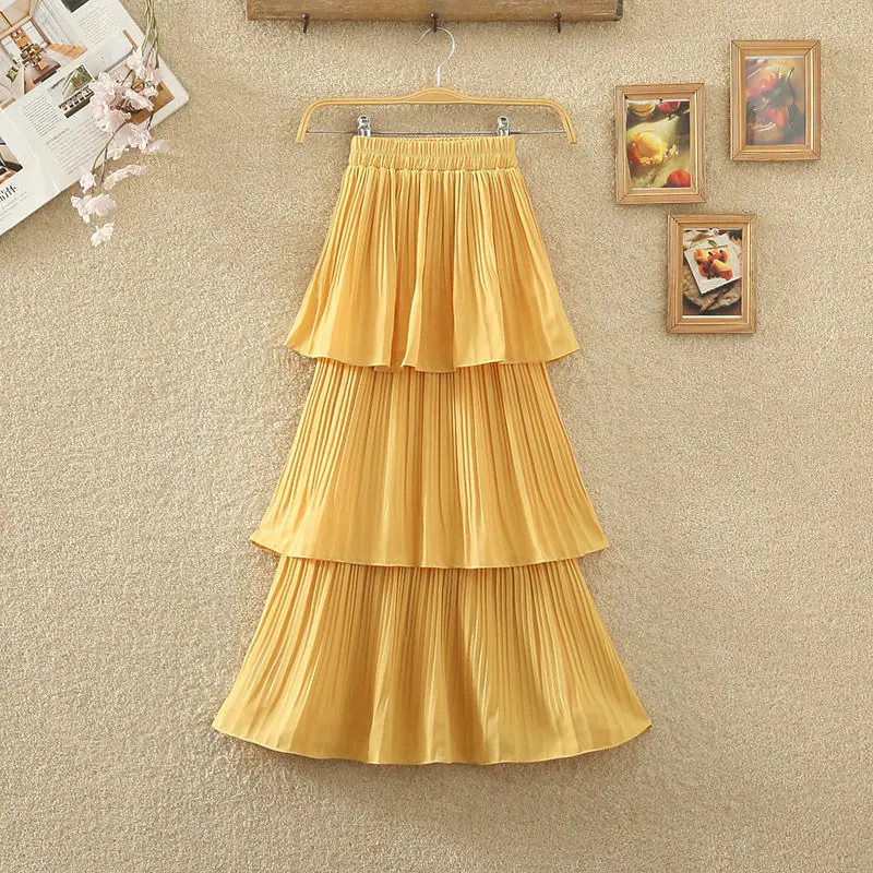 High Waist Three-layer Spliced cake Skirt Design Niche Pleated Skirt Long Skirt Women
High Waist Three-layer Spliced cake Skirt Design Niche Pleated Skirt Long Skirt Women