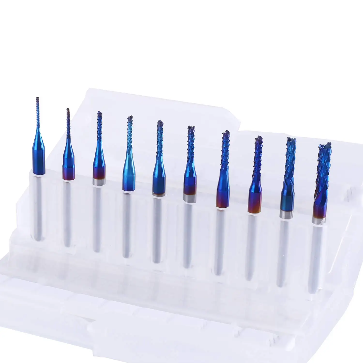 Coat End Mills SainSmart Genmitsu 10pcs Nano Blue CNC Milling Cutter, 0.6-3mm, 1/8" Shank, For PCB Machine Milling Tool
Coat End Mills SainSmart Genmitsu 10pcs Nano Blue CNC Milling Cutter, 0.6-3mm, 1/8" Shank, For PCB Machine Milling Tool