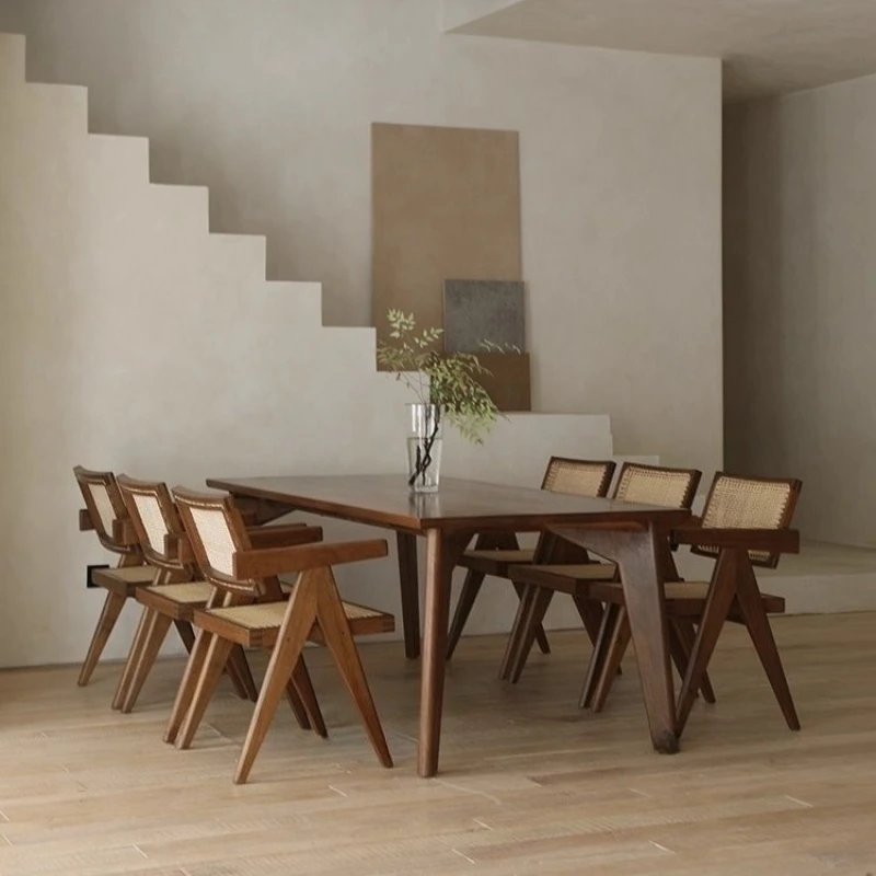 Designer Selection Solid Wood Rectangular Dining Table Wabi-sabi Style Household Simple Dining Table Medieval Teak Furniture
Designer Selection Solid Wood Rectangular Dining Table Wabi-sabi Style Household Simple Dining Table Medieval Teak Furniture