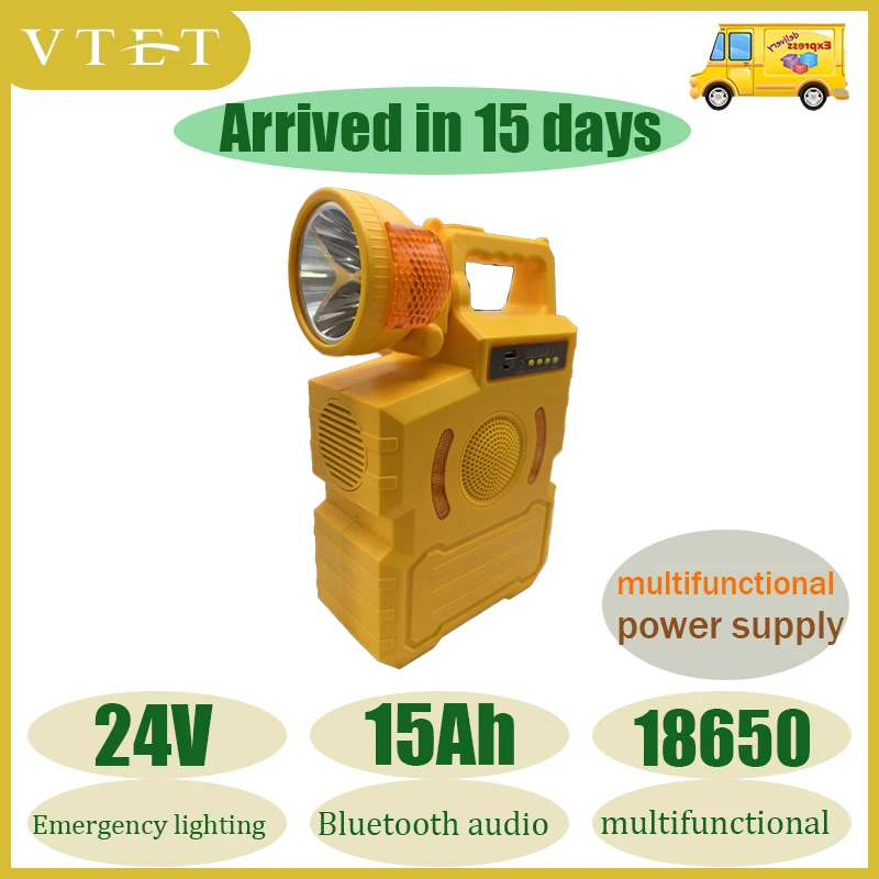 24V15Ah High-capacity Outdoor Multifunctional Power Supply Flashlight LED Light Bluetooth Speaker 220V Power Supply USB Charging
24V15Ah High-capacity Outdoor Multifunctional Power Supply Flashlight LED Light Bluetooth Speaker 220V Power Supply USB Charging