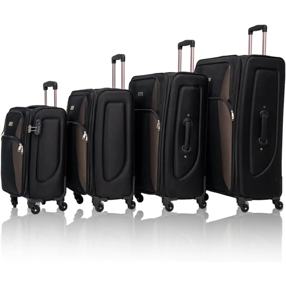 Expandable 4-Piece Suitcase Set with Wheels, Lightweight Travel Luggage Set for Carry-On (Black + Polyester)
Expandable 4-Piece Suitcase Set with Wheels, Lightweight Travel Luggage Set for Carry-On (Black + Polyester)