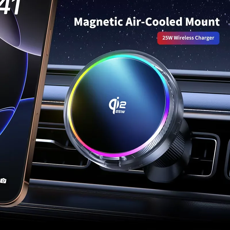 Магнитное беспроводное зарядное устройство RGB Light Car 25W с воздушным охлаждением и держателем для телефона для Magsafe iPhone 17~12 Samsung Xiaomi, быстрая зарядка
Магнитное беспроводное зарядное устройство RGB Light Car 25W с воздушным охлаждением и держателем для телефона для Magsafe iPhone 17~12 Samsung Xiaomi, быстрая зарядка