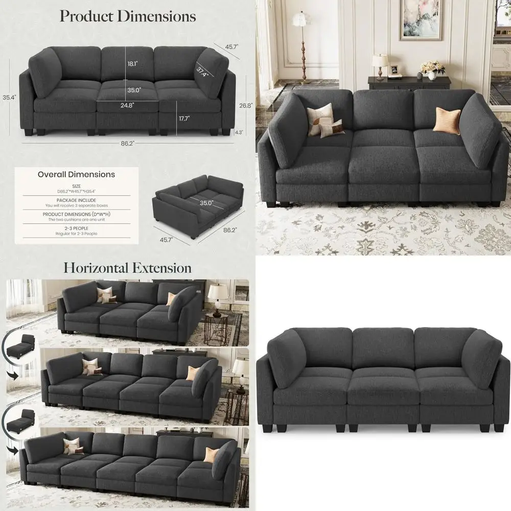86.2 Grey Sectional Sleeper Sofa with Deep Seating for Living Room
86.2 Grey Sectional Sleeper Sofa with Deep Seating for Living Room