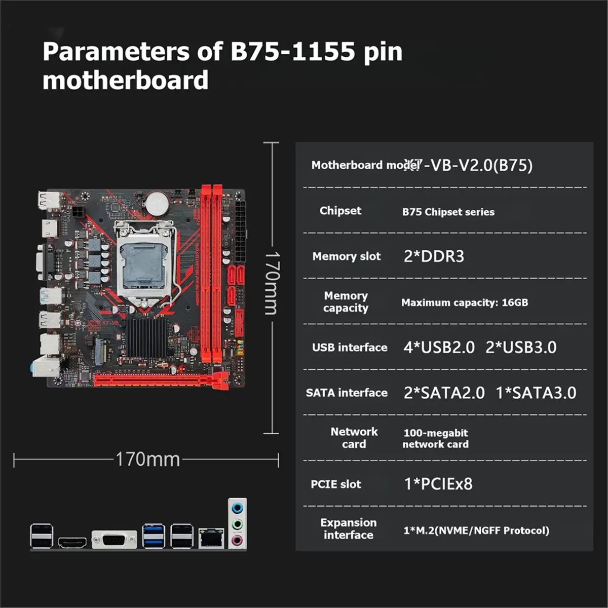B75A Motherboard Computer Main Board Desktop DDR3 Memory Support LGA-1155 Pin I3 I5 I7CPU for Office
B75A Motherboard Computer Main Board Desktop DDR3 Memory Support LGA-1155 Pin I3 I5 I7CPU for Office