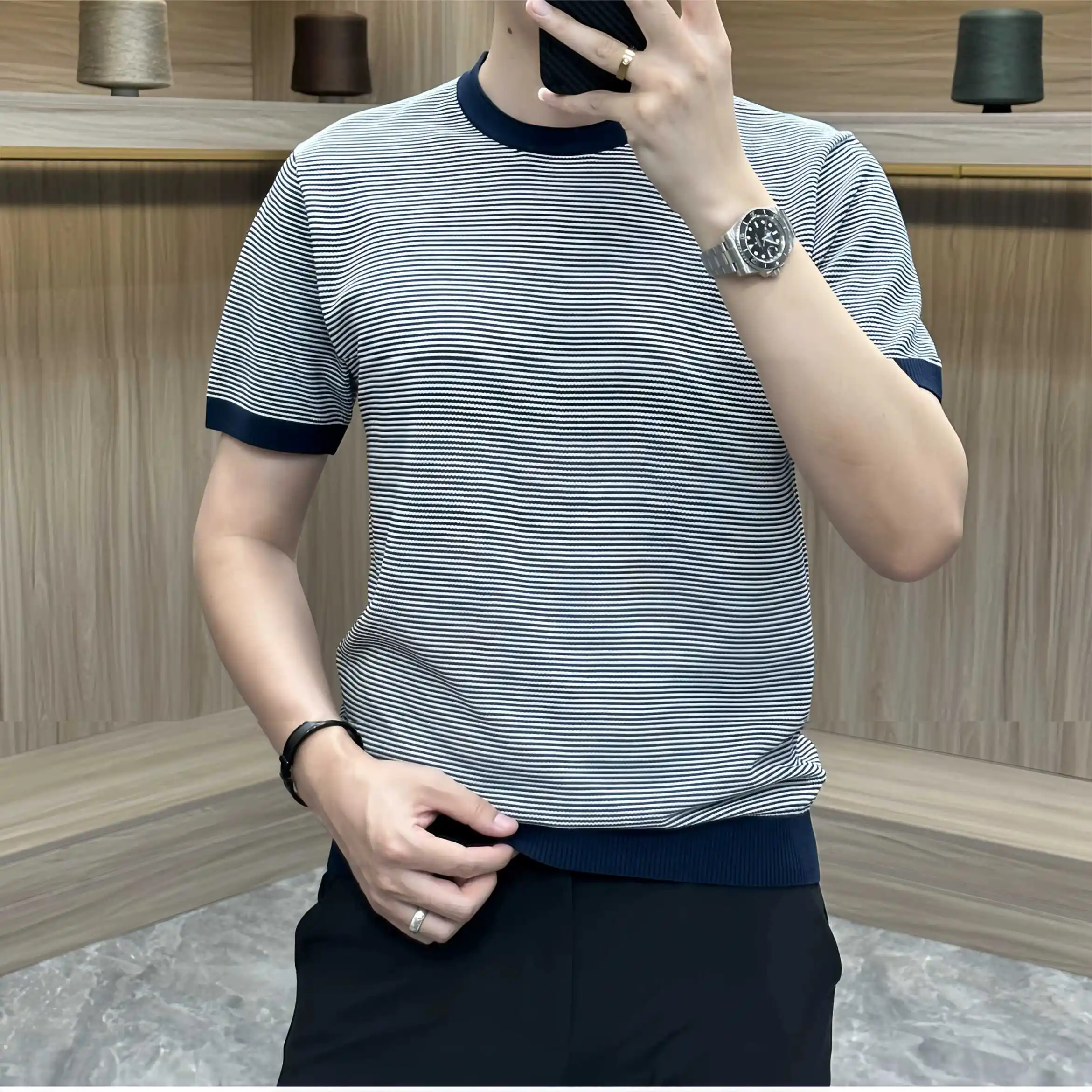 Летняя модная мужская трикотажная футболка ort Sve, повседневная полосатая цветная блузка, круглый, облегающий, универсальный топ f Sve
Летняя модная мужская трикотажная футболка ort Sve, повседневная полосатая цветная блузка, круглый, облегающий, универсальный топ f Sve