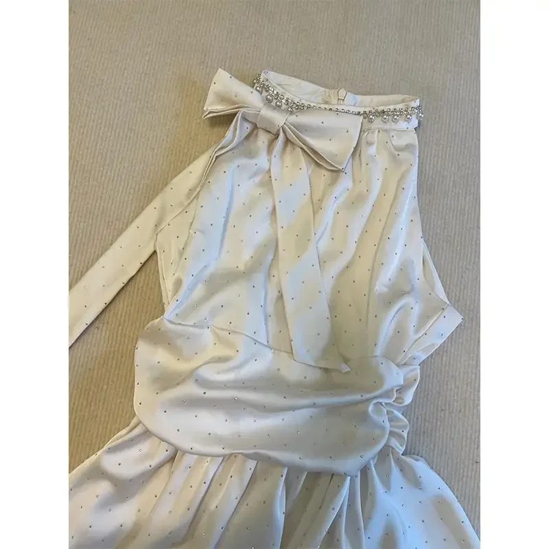 Kimotimo Summer Sweet Diamonds Bow Halter Mini Dress Women Sexy Sleeveless Waist Slim Fit Pleated A-line Birthday Party Vestidos
Kimotimo Summer Sweet Diamonds Bow Halter Mini Dress Women Sexy Sleeveless Waist Slim Fit Pleated A-line Birthday Party Vestidos