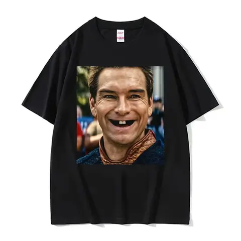 The Boyz Homelander Funny Teeth Picture T Shirt Men Women Fashion Classic Short Sleeve T-shirts Casual Cotton Oversized T Shirts
