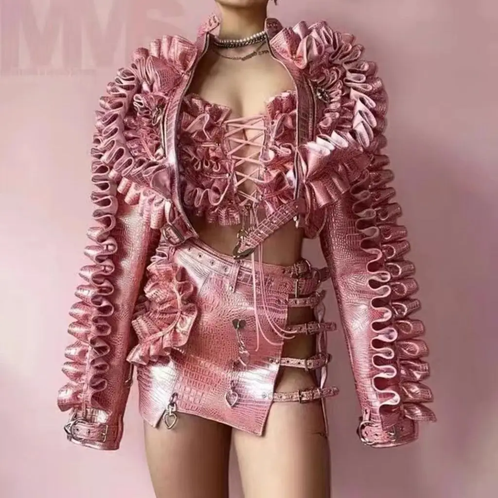 Personalized Pink Love Leather Sexy Pleated Performance Outfits Women's Gogo Bar Singer Dance Stage Valentine's Day Festival Set
Personalized Pink Love Leather Sexy Pleated Performance Outfits Women's Gogo Bar Singer Dance Stage Valentine's Day Festival Set