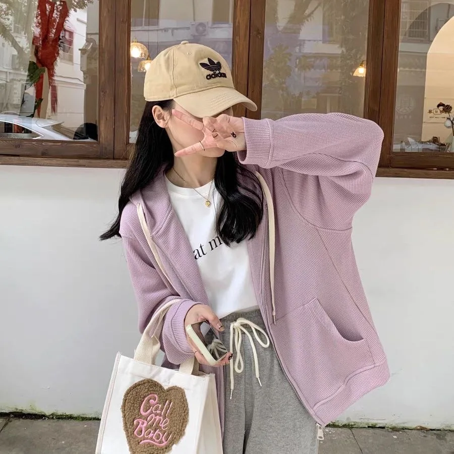 Women's Slim Fit Hoodie Sport Fitness Cardigan Style Solid Color Outerwear Zipper Versatile Trendy Korean Style Long Sleeve Coat
Women's Slim Fit Hoodie Sport Fitness Cardigan Style Solid Color Outerwear Zipper Versatile Trendy Korean Style Long Sleeve Coat