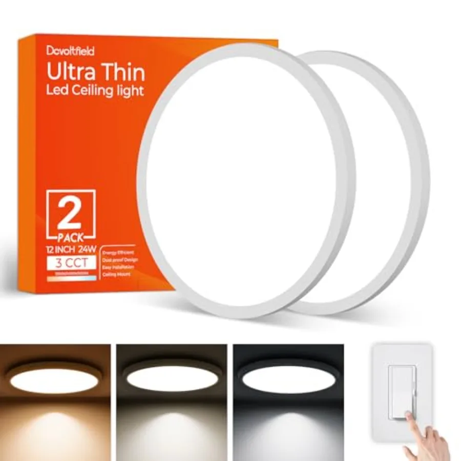 2Pack 12Inch LED Flush Mount Ceiling Light Fixture, 24W 2640LM, Dimmable CCT 3000K/4000K/5000K, Round Flat Panel Light for Bedr
2Pack 12Inch LED Flush Mount Ceiling Light Fixture, 24W 2640LM, Dimmable CCT 3000K/4000K/5000K, Round Flat Panel Light for Bedr