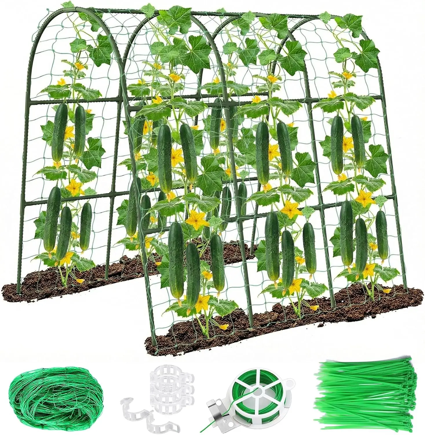 U-Shape Cucumber Trellis for Raised Bed - 47"x47"x22" Metal Garden Trellis with Net & Clips | Rust-Proof Plant Support f
U-Shape Cucumber Trellis for Raised Bed - 47"x47"x22" Metal Garden Trellis with Net & Clips | Rust-Proof Plant Support f