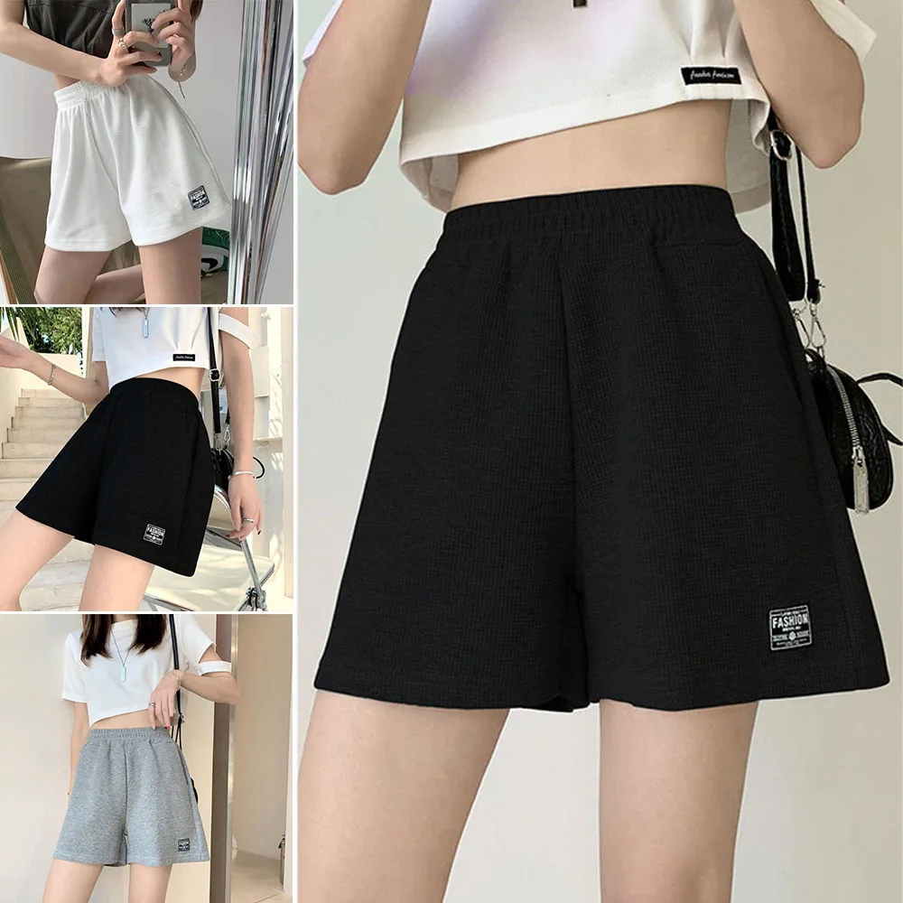 Black Sports Shorts For Women Elastic High Waist Waffle Shorts With Two Pockets Female Summer Loose Casual Wide Leg Pants
Black Sports Shorts For Women Elastic High Waist Waffle Shorts With Two Pockets Female Summer Loose Casual Wide Leg Pants