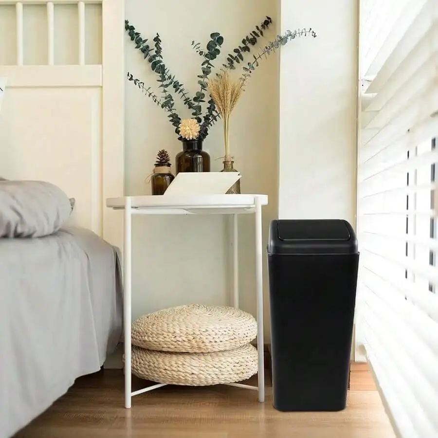 4.5 Gallon Slim Plastic Trash Can With Swing Lid Black
4.5 Gallon Slim Plastic Trash Can With Swing Lid Black