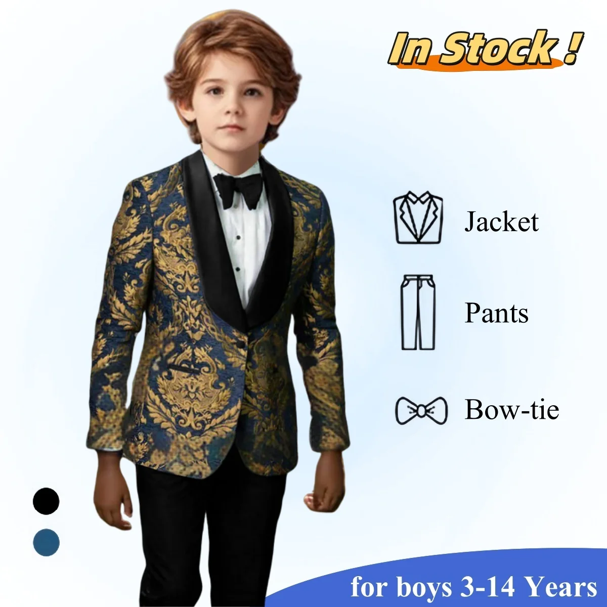 Lace Embroidery Suit Set for Boys 3-14 Years - 3 Pieces Blazer Pants Bowtie Set - Formal Tuxedo for Children Christmas Outfit
Lace Embroidery Suit Set for Boys 3-14 Years - 3 Pieces Blazer Pants Bowtie Set - Formal Tuxedo for Children Christmas Outfit