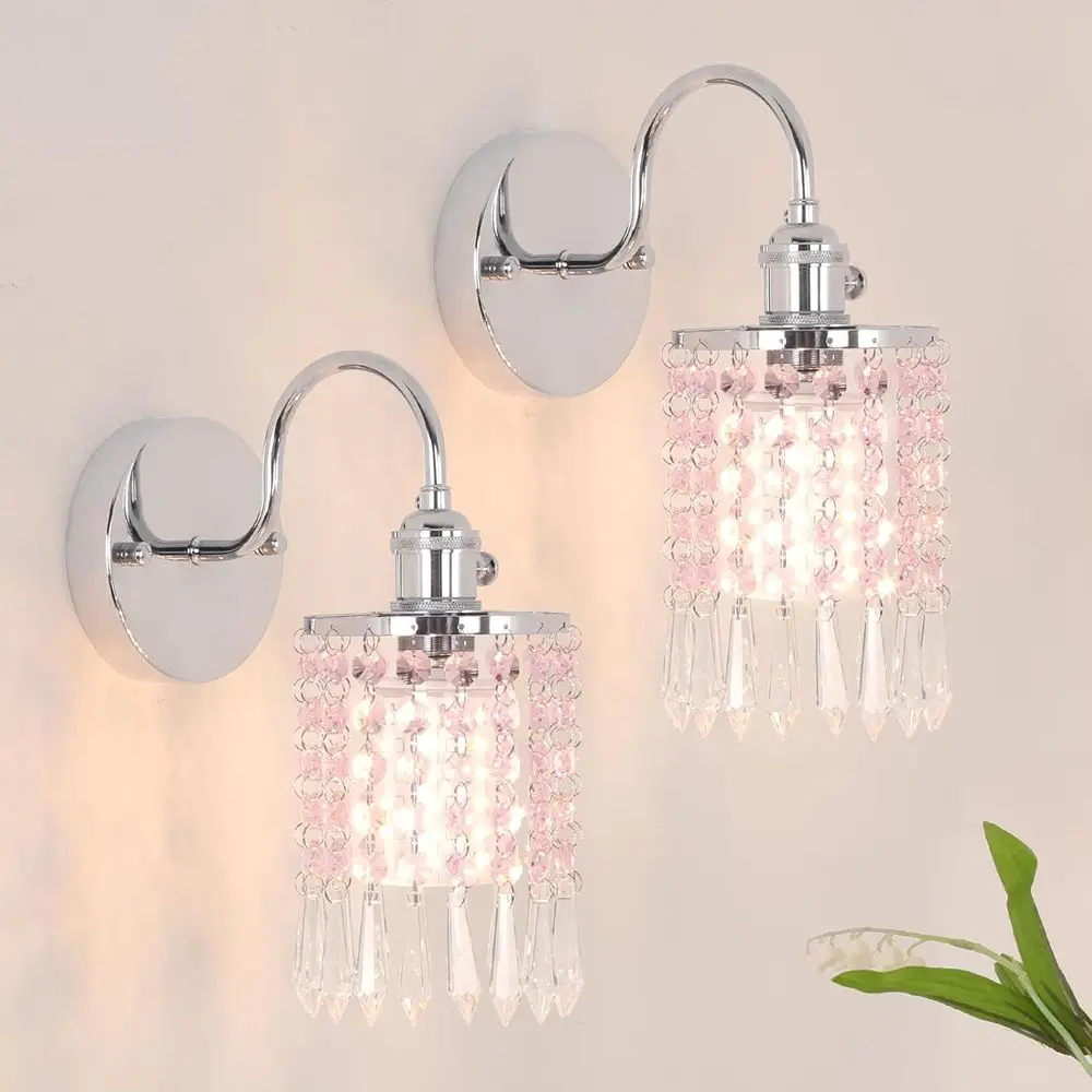 2-Piece Crystal Wall Sconce Set, Battery-Powered with Remote, Rechargeable, Dimmable for Modern Bedrooms and Bathrooms (Pink, Si
2-Piece Crystal Wall Sconce Set, Battery-Powered with Remote, Rechargeable, Dimmable for Modern Bedrooms and Bathrooms (Pink, Si