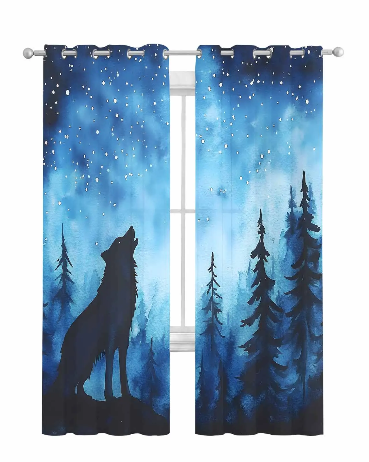 Wolf Forest Silhouette Night Sheer Curtains For Living Room Window Transparent Voile Tulle Curtain Cortinas Drapes Home Decor
Wolf Forest Silhouette Night Sheer Curtains For Living Room Window Transparent Voile Tulle Curtain Cortinas Drapes Home Decor