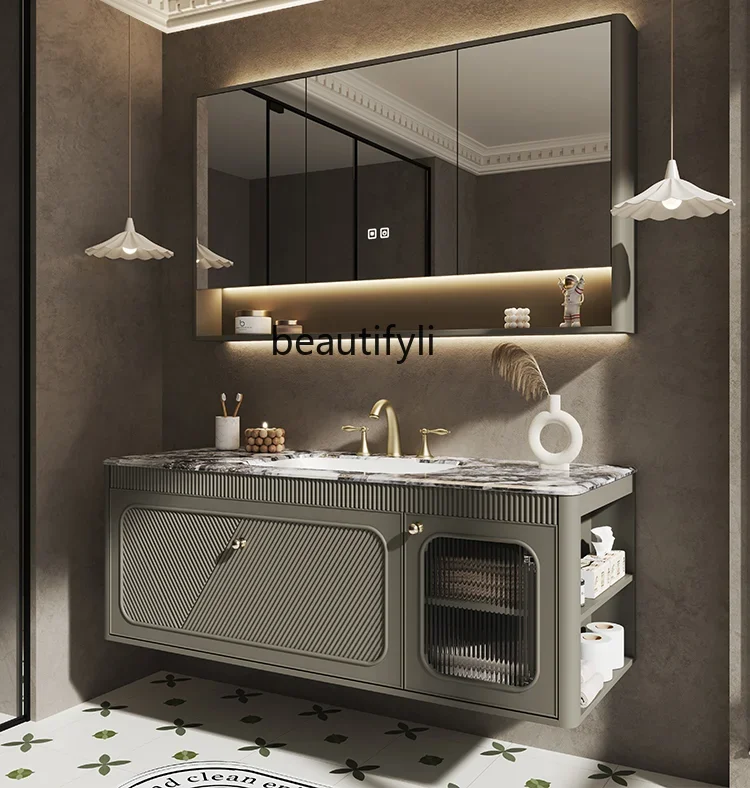 YH French Retro Bathroom Cabinet Luxury Stone Integrated Ceramic Basin Bathroom Cabinet Solid Wood Bathroom
YH French Retro Bathroom Cabinet Luxury Stone Integrated Ceramic Basin Bathroom Cabinet Solid Wood Bathroom
