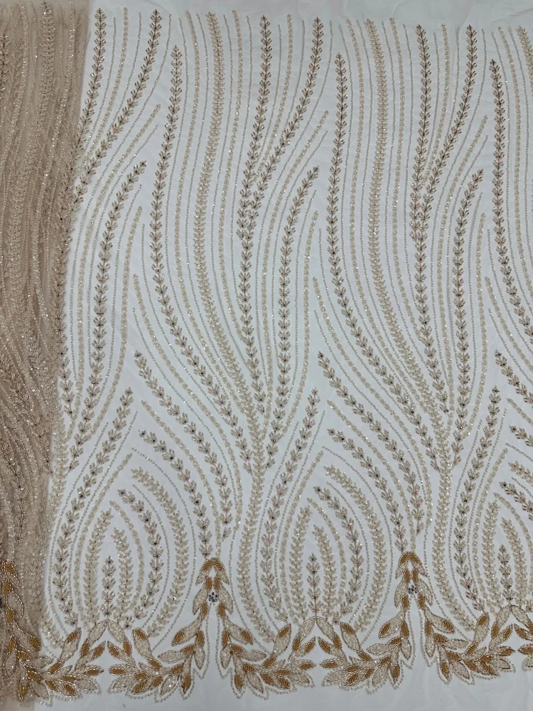 High Quality Beaded Sequin Lace Fabric Gold Embroidered Nigerian Lace for Sewing Women's Evening Dresses
High Quality Beaded Sequin Lace Fabric Gold Embroidered Nigerian Lace for Sewing Women's Evening Dresses