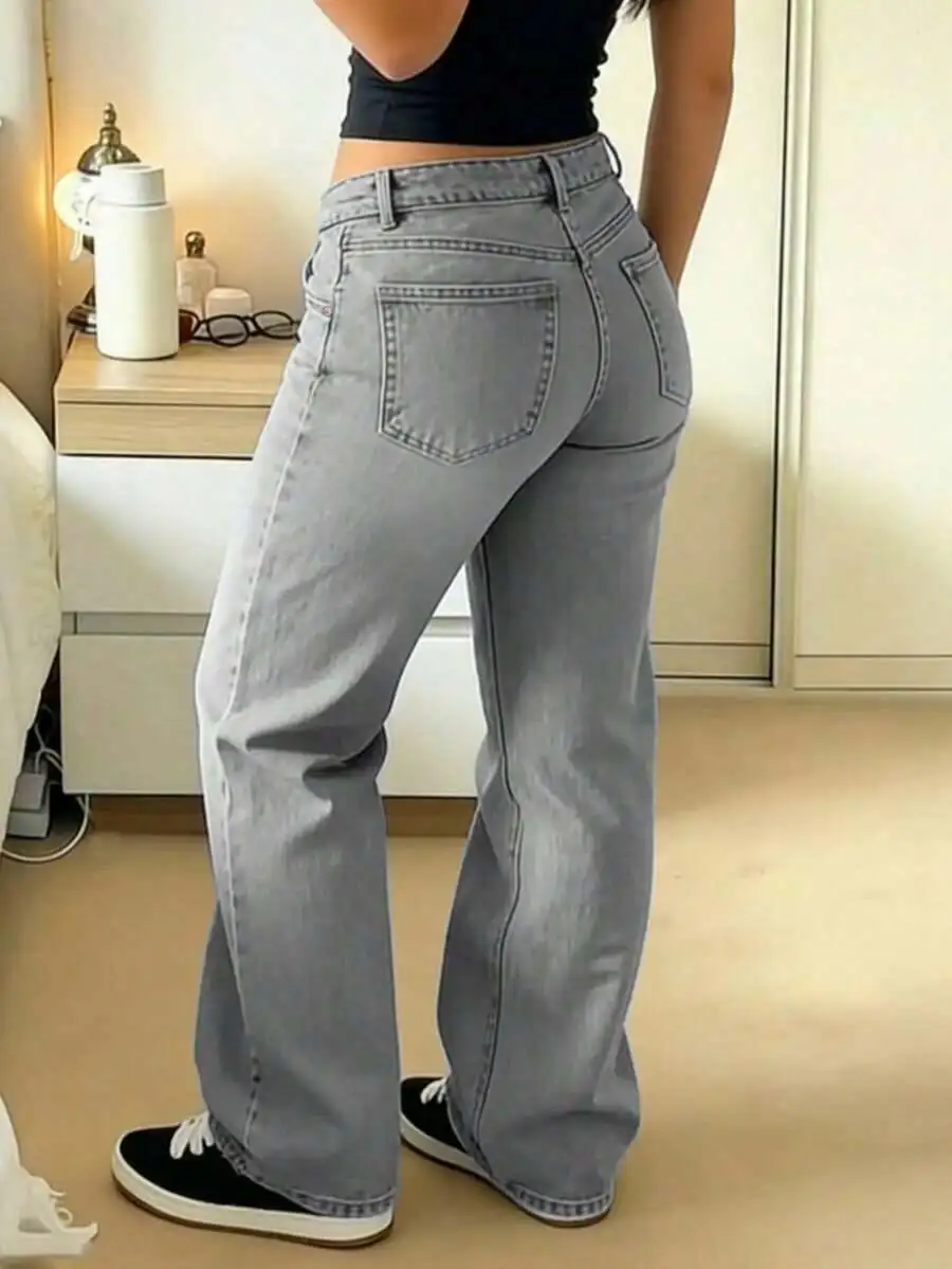 Womens Loose Low Waist Wide Leg Jeans Vintage Washed Distressed Casual Streetwear
Womens Loose Low Waist Wide Leg Jeans Vintage Washed Distressed Casual Streetwear