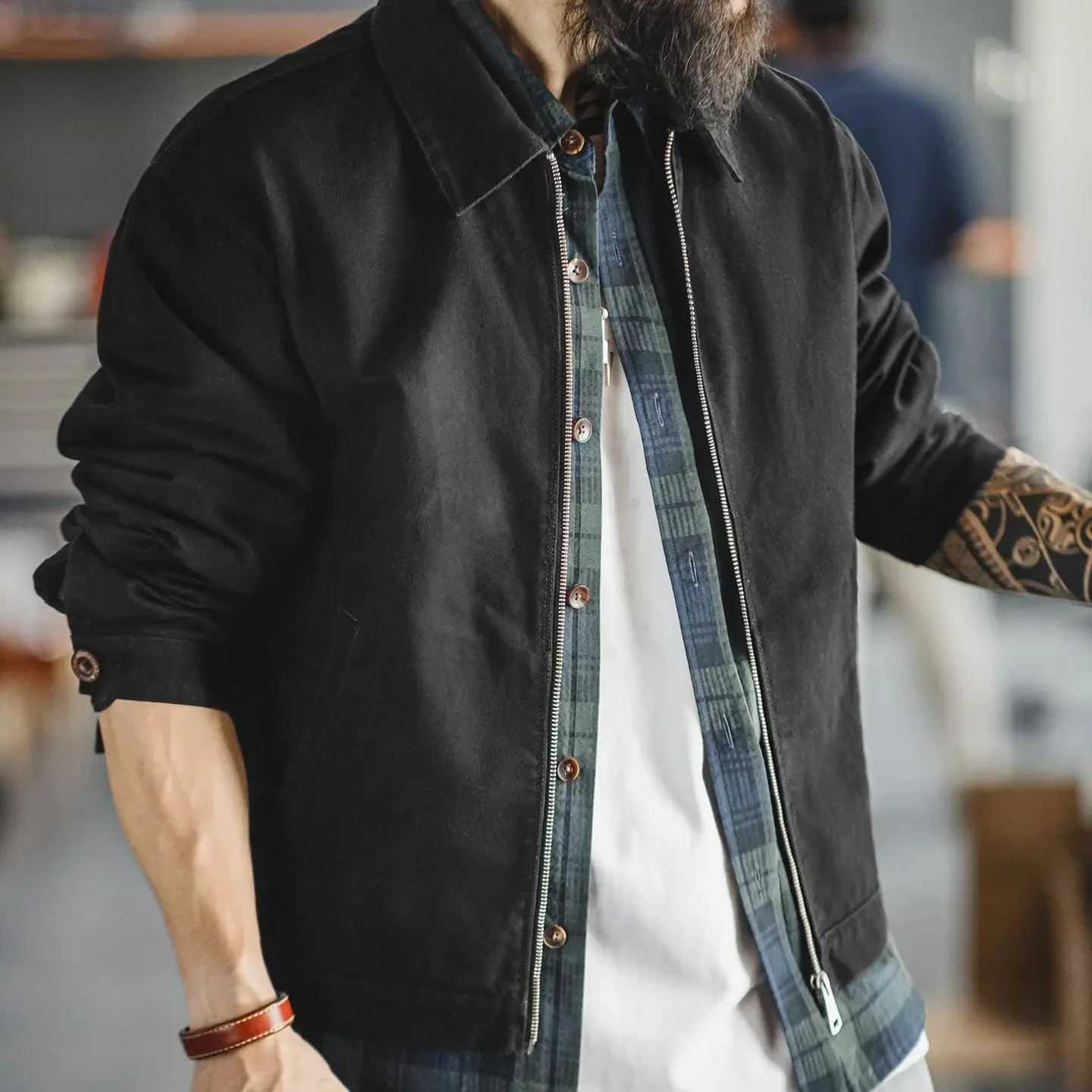 Maden Men's Vintage Ike Jacket Heavyweight Black Cotton Zip-Up Coat with Lapel Collar Casual Commuting Jacket for Spring Fall
Maden Men's Vintage Ike Jacket Heavyweight Black Cotton Zip-Up Coat with Lapel Collar Casual Commuting Jacket for Spring Fall