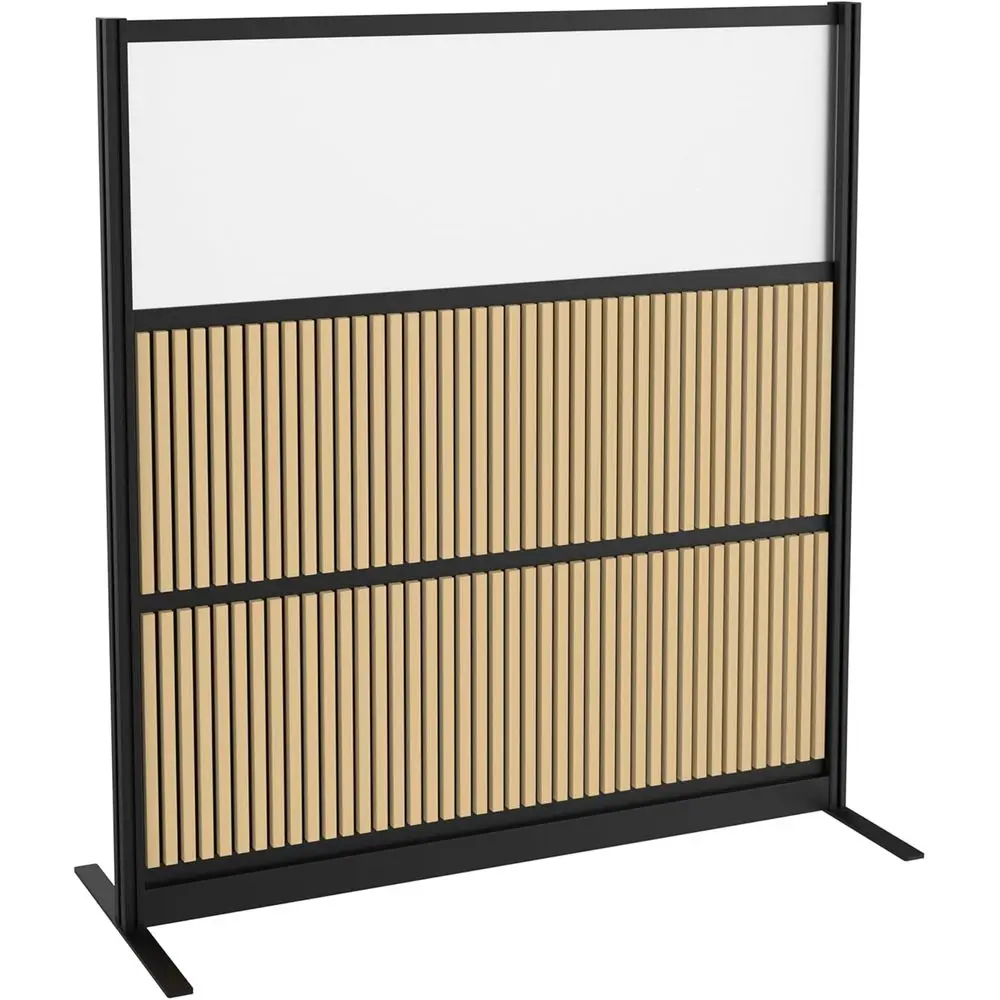 70 x 70 Freestanding Acoustic Room Divider with PET Soundproof Panels and Wooden Slats, Black, Easy Assembly
70 x 70 Freestanding Acoustic Room Divider with PET Soundproof Panels and Wooden Slats, Black, Easy Assembly
