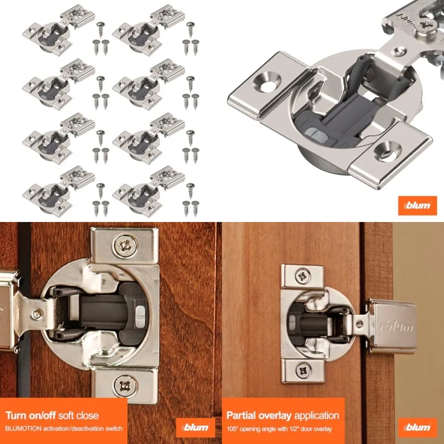 Compact OTION Hinge,1/2 Overlay, 105 Opening Angle, Steel, Integrated Soft-Close Hinges for Face Frame Cabinets
Compact OTION Hinge,1/2 Overlay, 105 Opening Angle, Steel, Integrated Soft-Close Hinges for Face Frame Cabinets