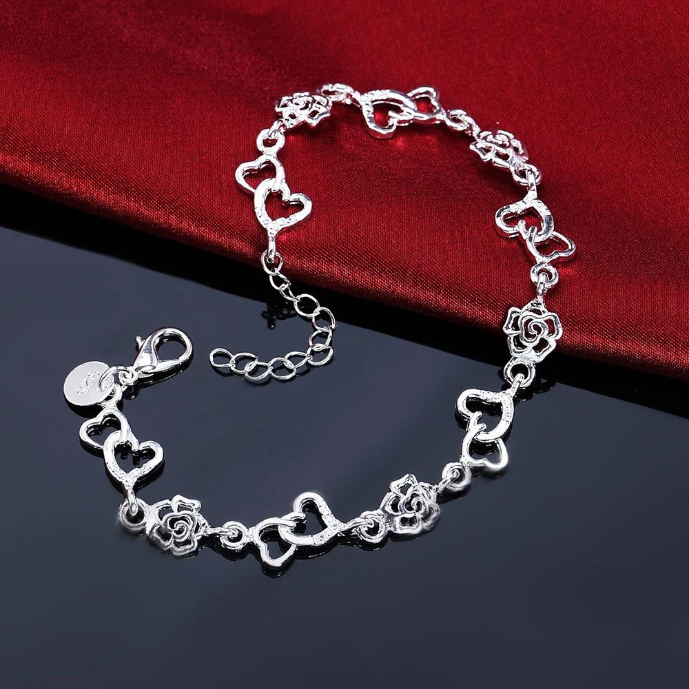 New Street wild Beautiful romantic heart flowers 925 sterling silver Bracelet for woman fashion fine jewelry Wedding party gifts
New Street wild Beautiful romantic heart flowers 925 sterling silver Bracelet for woman fashion fine jewelry Wedding party gifts