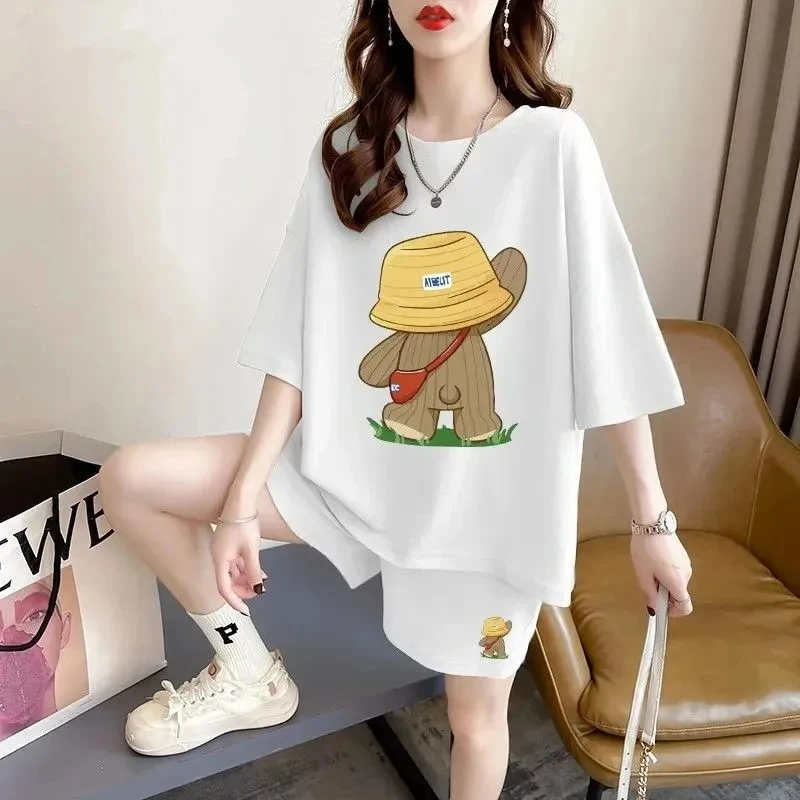Women's Plus size 2-piece set Summer Casual Fashion Short Sleeved Shorts Set Pure Cotton loose Sports Two-piece set
Women's Plus size 2-piece set Summer Casual Fashion Short Sleeved Shorts Set Pure Cotton loose Sports Two-piece set