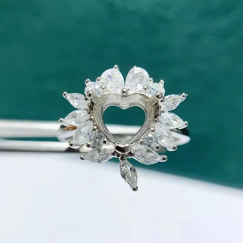 MeiBaPJ 8mm Heart Stone 925 Sterling Silver Fashion Zircons Ring Holder DIY Empty Support for Women Fine Charm Jewelry
MeiBaPJ 8mm Heart Stone 925 Sterling Silver Fashion Zircons Ring Holder DIY Empty Support for Women Fine Charm Jewelry