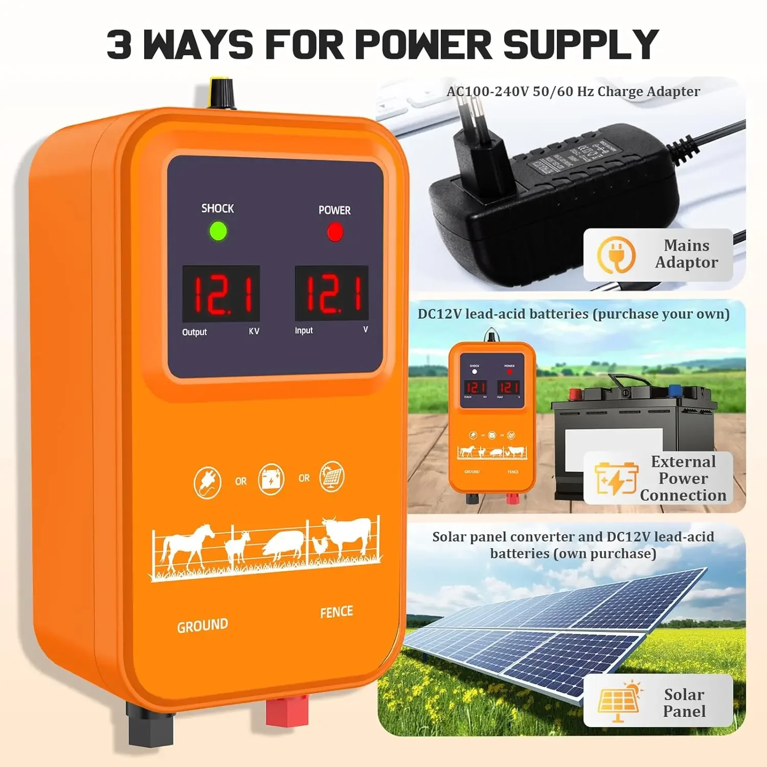 waterproof 15KM 7KV-13KV electric fence with LED display adjustable electric fence for pastures for poultry with 200M cable
waterproof 15KM 7KV-13KV electric fence with LED display adjustable electric fence for pastures for poultry with 200M cable