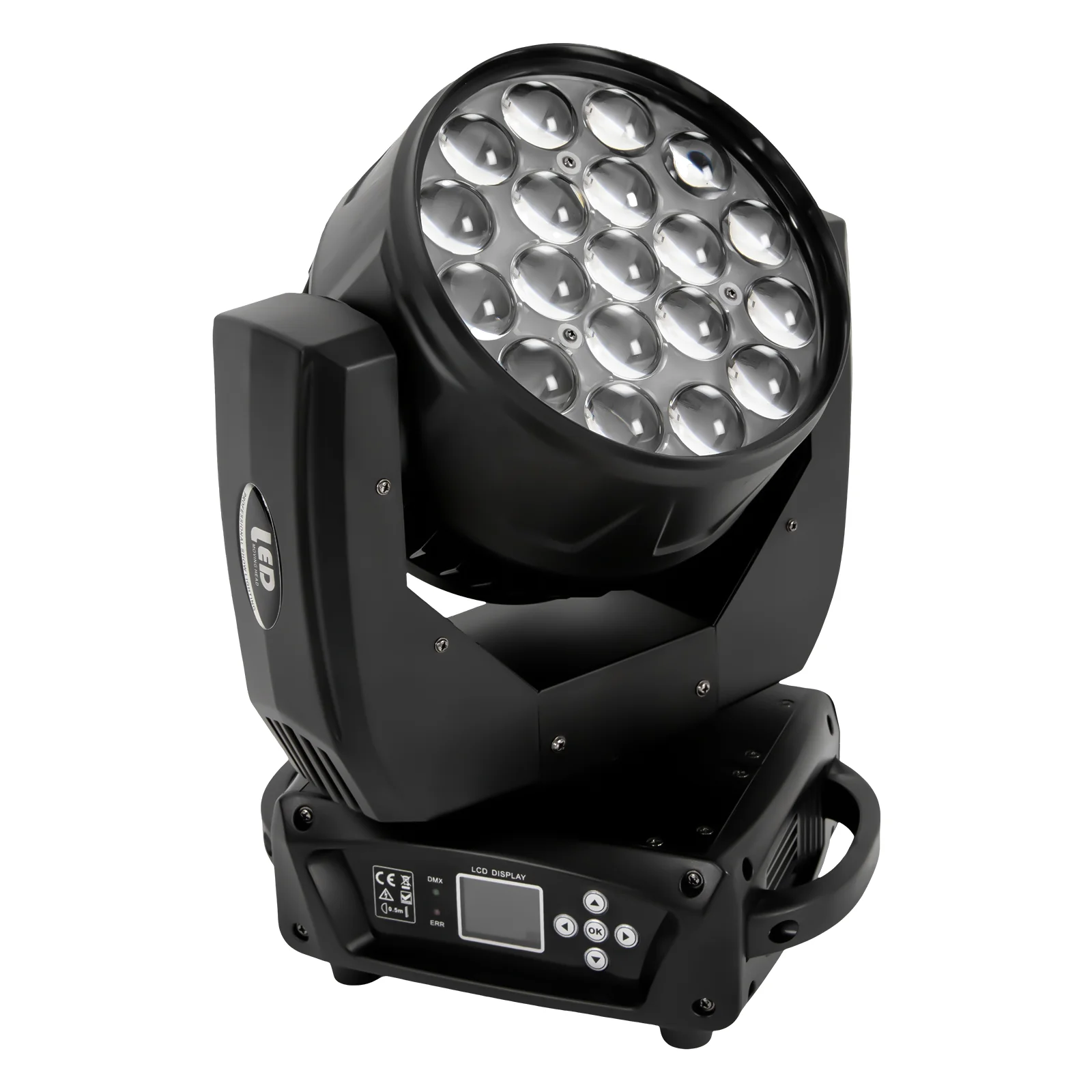 Compact Moving Head Light with RGBW Color Mixing, 19 LEDs, DMX512 Control, Voice Control, Strobe Effect for Stage and Party Ligh
Compact Moving Head Light with RGBW Color Mixing, 19 LEDs, DMX512 Control, Voice Control, Strobe Effect for Stage and Party Ligh