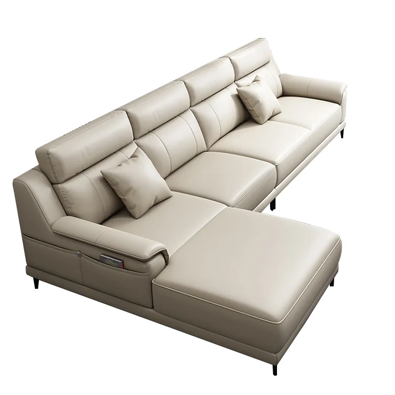 Simple modern leather corner sofa L-type combination household four people
Simple modern leather corner sofa L-type combination household four people