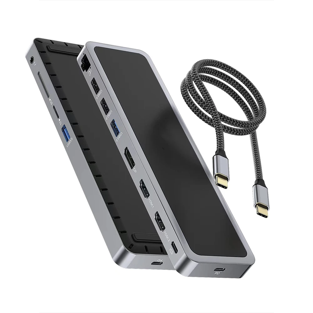 12 In 1 USB-C Docking Station Triple Monitor With USB 3.0 VGA RJ45 SD/TF Card Reader PD Charging USB HUB Adapter
12 In 1 USB-C Docking Station Triple Monitor With USB 3.0 VGA RJ45 SD/TF Card Reader PD Charging USB HUB Adapter