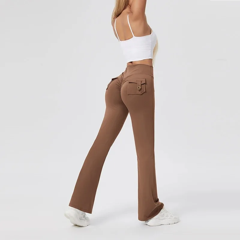 New High-Waist Pocket Flared Yoga Pants Elastic Fitness Running Sports Trousers Spring Summer
New High-Waist Pocket Flared Yoga Pants Elastic Fitness Running Sports Trousers Spring Summer
