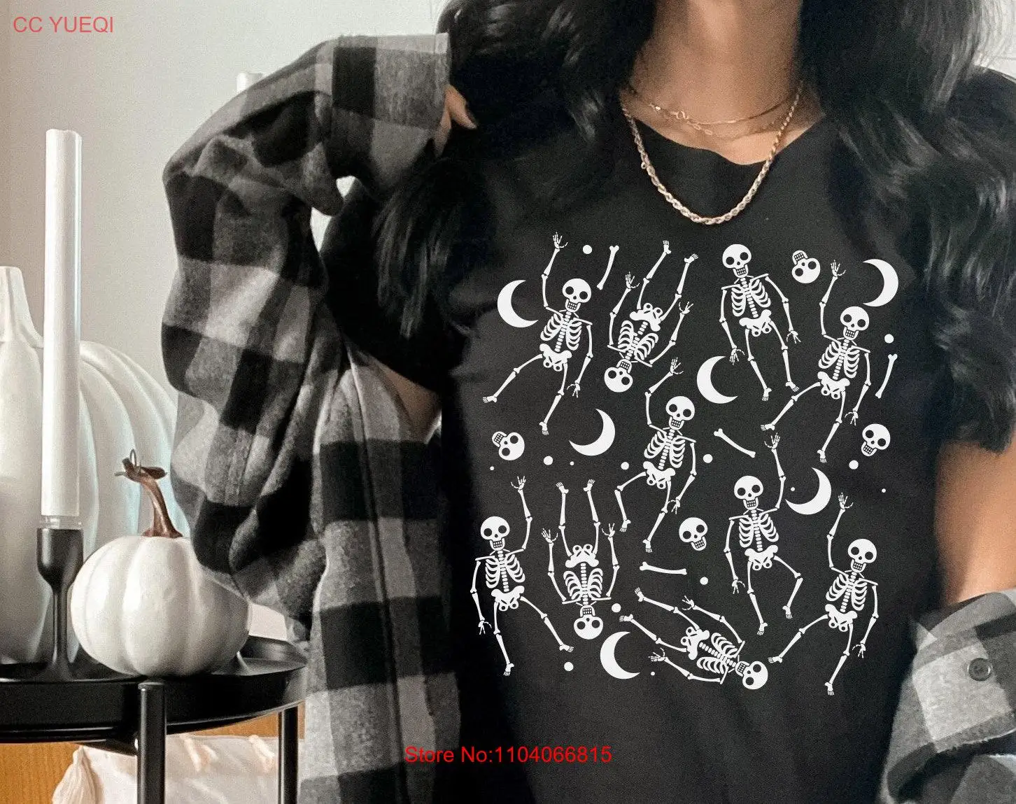 Skeleton Pattern Black T Shirt Trendy Edgy Halloween Festive Spooky Szn College Party Outfit long or short sleeves
Skeleton Pattern Black T Shirt Trendy Edgy Halloween Festive Spooky Szn College Party Outfit long or short sleeves
