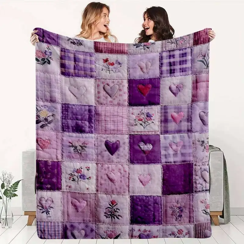 Фиолетовое одеяло с узором в виде сердец и цветов, мягкое уютное фланелевое одеяло для дивана, кровати, подарок на День святого Валентина
Фиолетовое одеяло с узором в виде сердец и цветов, мягкое уютное фланелевое одеяло для дивана, кровати, подарок на День святого Валентина