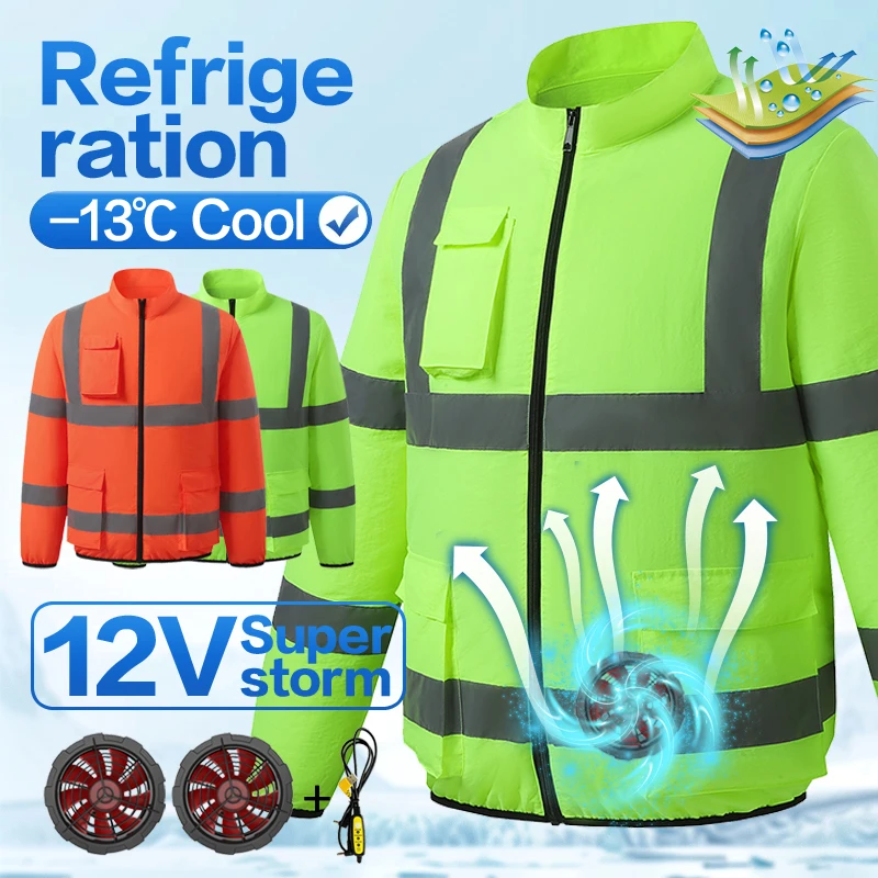 Summer cooling and heat prevention gear with fans, long-sleeved reflective clothing for men and women, outdoor sanitation worker
Summer cooling and heat prevention gear with fans, long-sleeved reflective clothing for men and women, outdoor sanitation worker