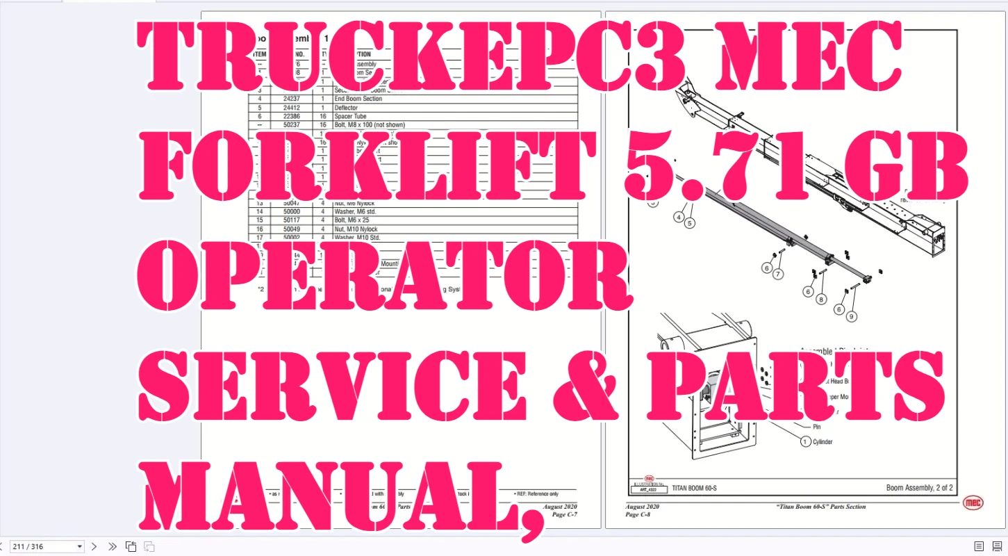 Вилочный погрузчик TruckEPC3 MEC, 5,71 ГБ, руководство по обслуживанию и запчасть, схема обновления 2025 г.
Вилочный погрузчик TruckEPC3 MEC, 5,71 ГБ, руководство по обслуживанию и запчасть, схема обновления 2025 г.
