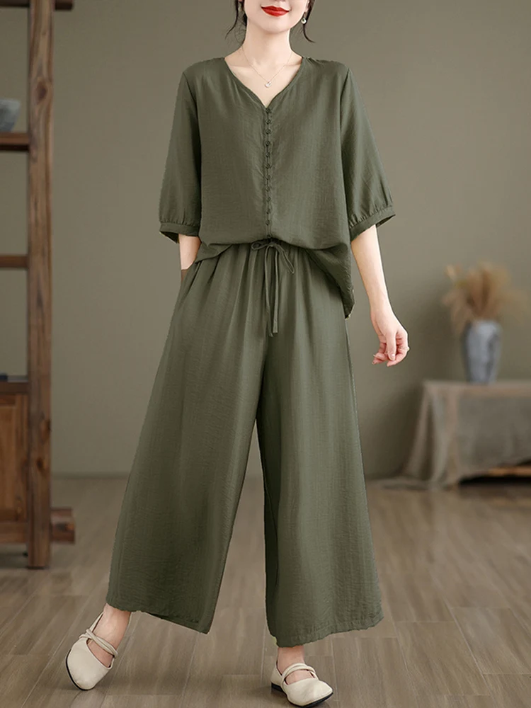 Spring Summer Loose Large Size Linen Wide Leg Pants Casual Cotton Linen Two Piece Set Women's Top Bottoms Fashion Ense...
Spring Summer Loose Large Size Linen Wide Leg Pants Casual Cotton Linen Two Piece Set Women's Top Bottoms Fashion Ense...