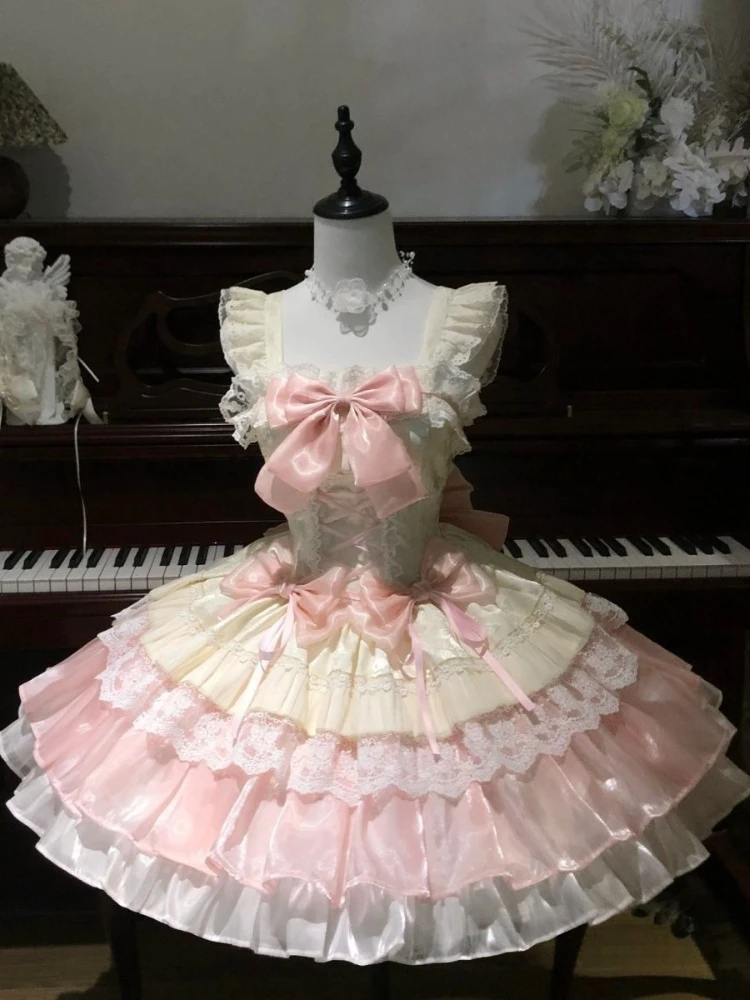 Kawaii New Sweet Jsk Lolita Dresses Summer Sweet Cute Lace Bow Sling Princess Dress Design Japanese Pink Ballet Style Dresses
Kawaii New Sweet Jsk Lolita Dresses Summer Sweet Cute Lace Bow Sling Princess Dress Design Japanese Pink Ballet Style Dresses